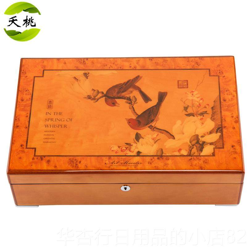 正品桃（饰品）艺术师钢琴烤漆首饰盒实木质手表大盒珠宝收藏收纳