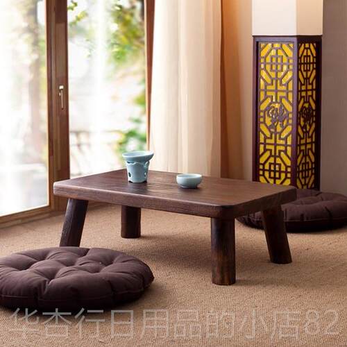 正品日式飘桌窗桌实榻木榻米几茶简约炕桌烧桐木小方窗台桌国学矮