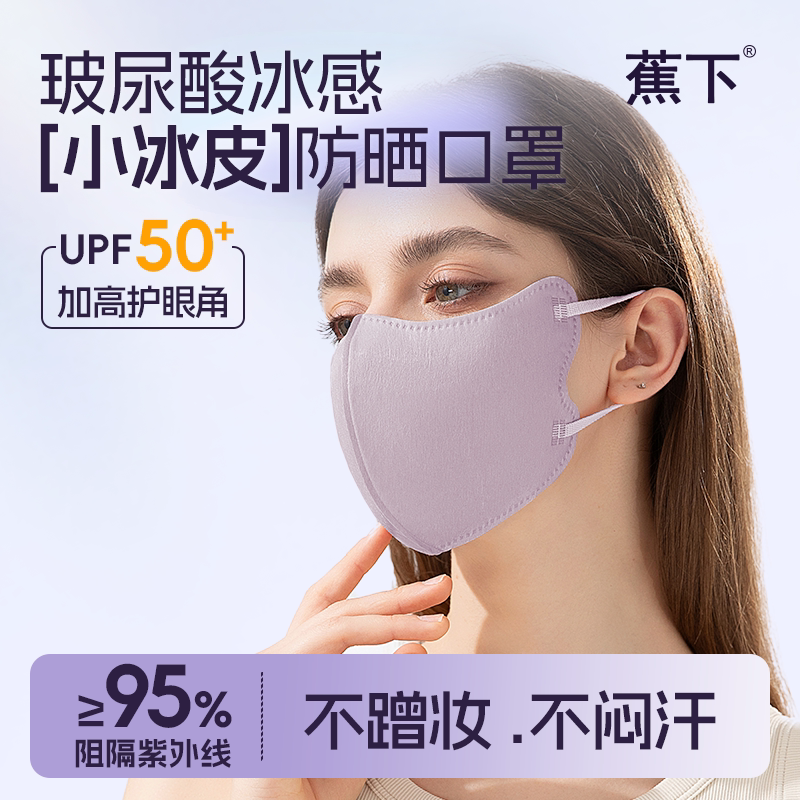 【护眼角玻尿酸小冰皮】蕉下冰感防晒口罩UPF50+薄款透气防护口罩