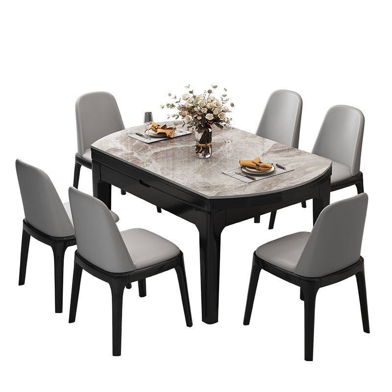 实木岩板餐桌家用简约小户型方圆两用餐厅桌椅4人6人吃饭桌子靠墙