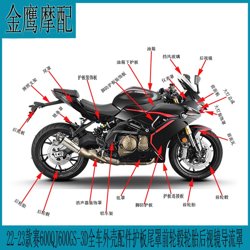 22-23款赛600QJ600GS-3D全车外壳护板配件尾罩后视镜磁电机边左盖