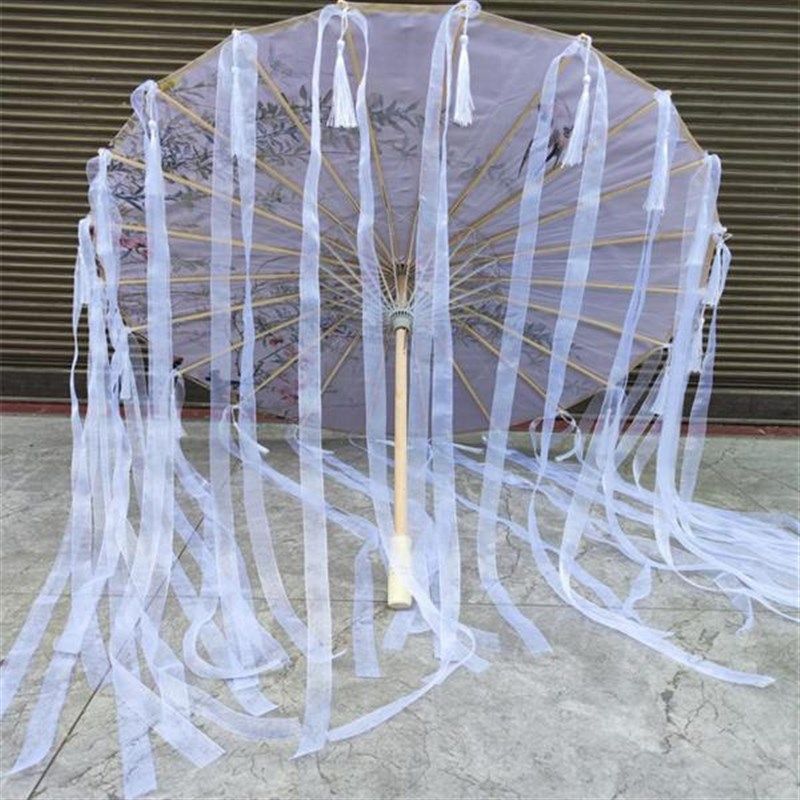流苏飘带伞拍照道具古风古代汉服古装cos走秀舞蹈伞摄影装饰舞伞