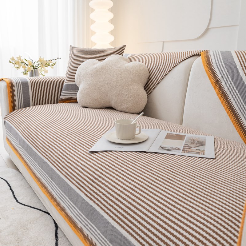 日系简约棉麻粗布沙发垫四季通用防滑实木坐垫沙发套罩垫布盖巾