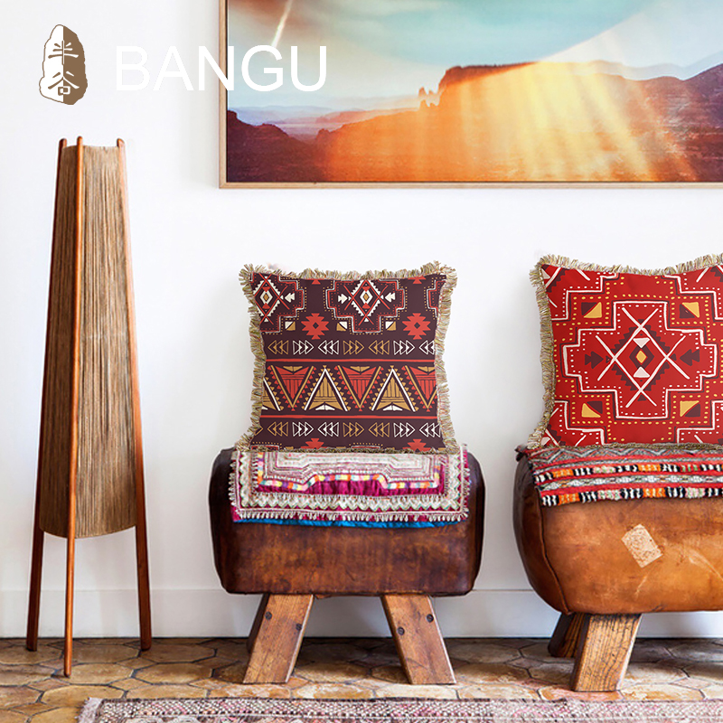 波西米亚民宿民族风抱枕流苏包边客厅沙发靠垫靠枕汽车靠背抱枕套