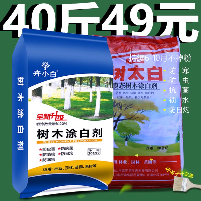 大树涂白剂卉小白树干涂白粉行道树刷白剂小区涂干腻子粉果树涂白