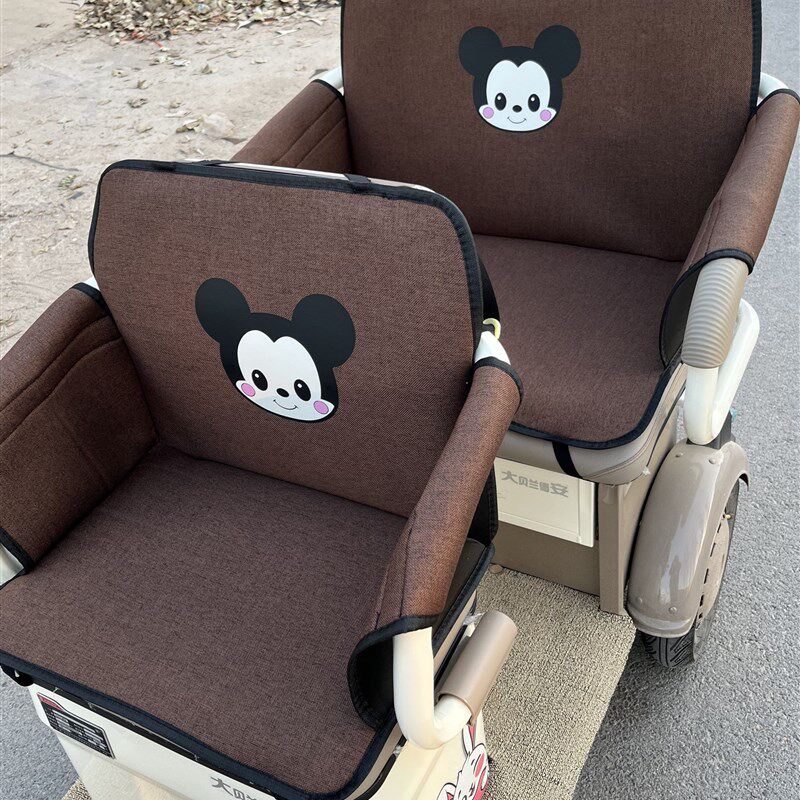 休闲三轮车防漏坐垫四季通用可爱卡通电动车坐垫套三轮座椅套