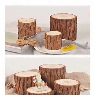 实木桩墩子装饰圆木杉木造景摆件小木柱底座原木壁炉装饰木头桩子