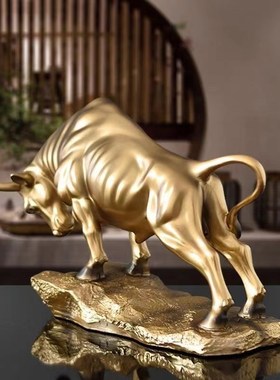 招财金牛装饰摆件创意现代牛办公室桌面商务高档书柜牛市家居饰品