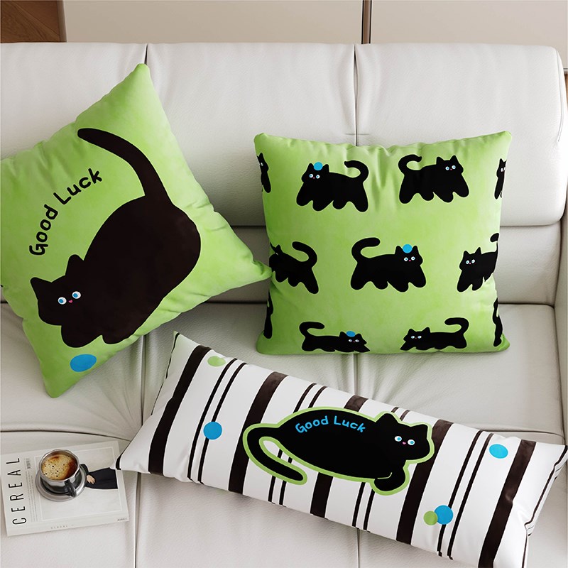 猫猫卡通高级感复古抱枕客厅沙发长条靠枕床头靠垫夹腿睡觉腰枕