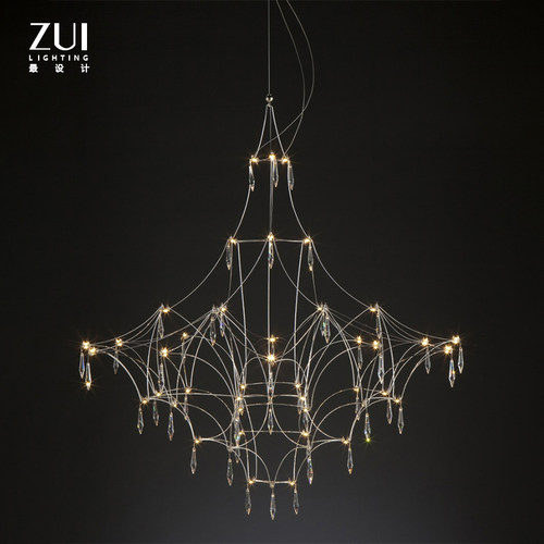 光立方满天星进口水晶吊灯别墅复式楼梯挑空客厅设计师极简现代灯