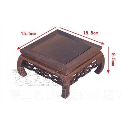 高档木雕正像方花底座鸡翅木质花盆摆件实瓶木佛奇石底座木红托