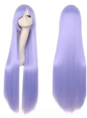 正品万用c直os假发女长发动漫黑红彩色白色1纯00超紫长发假头发全