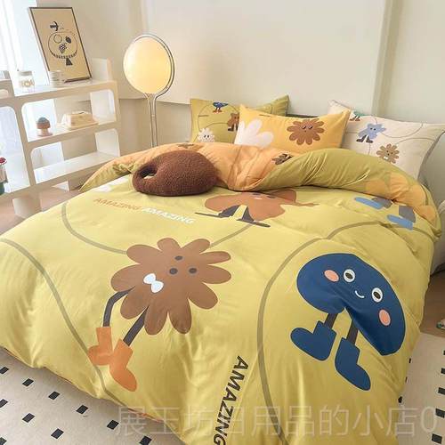 正品潮牌设计师款棉四件100S长绒套裸棉睡床单被套全青年纯棉床上