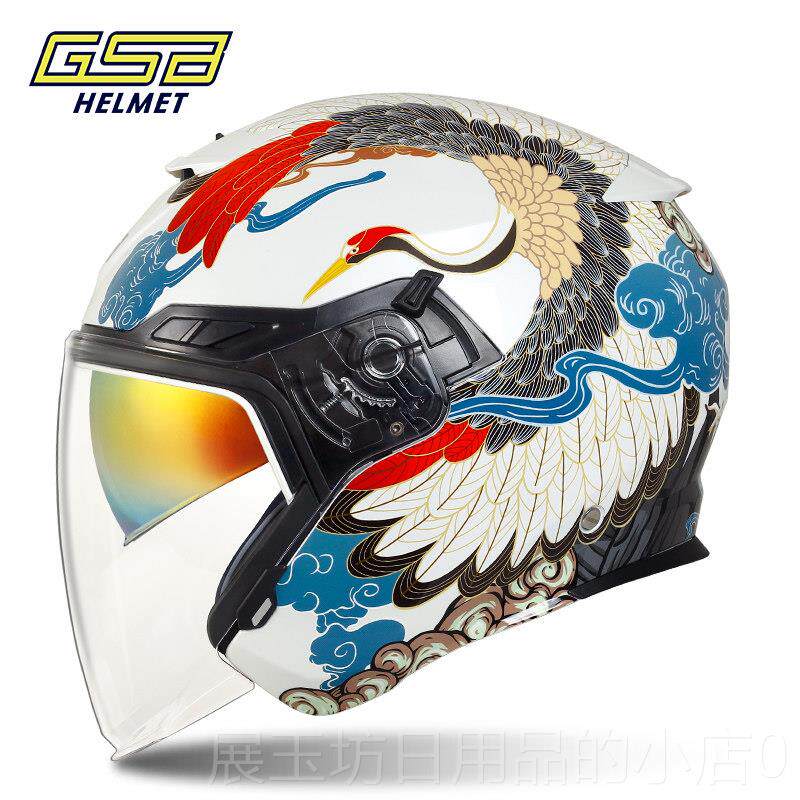 正品G摩SB/托车头盔电瓶车半盔机车男女34四分之三盔四季双镜片2