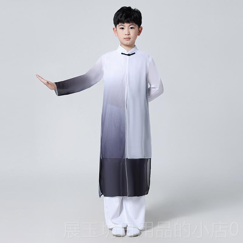 高档男女儿童典演出服飘年逸中国古风太极舞蹈水墨舞剑少强服扇子