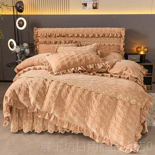 正品欧式高档类婴儿宝宝绒床裙四A件套棉全夹加厚牛奶绒保暖被套