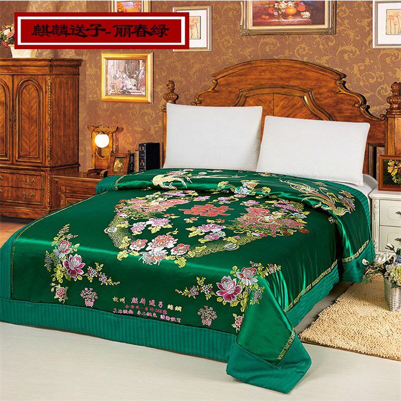 杭州丝绸被面脱卸织锦缎软缎 全龙凤被罩 婚庆喜被 被套 百子图