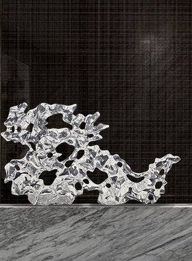 透明树脂太湖石雕塑抽象摆件客厅桌面玄关售楼处酒店前台软装饰品