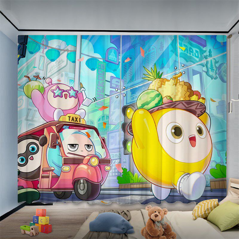 蛋仔派对窗帘遮光2025新款挂钩儿童房卡通可爱风男女孩卧室隔断帘