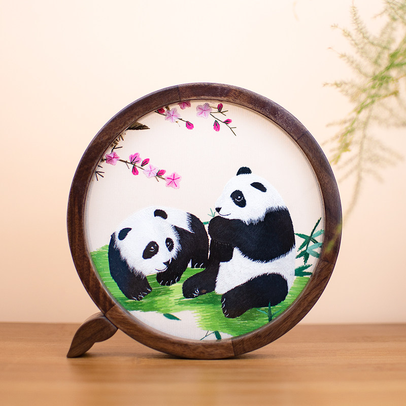 苏绣小摆件纯手工双面刺绣摆件小尺寸屏风轻巧携带出国送老外礼品