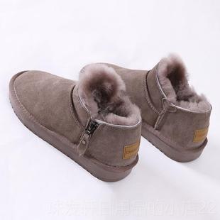 高档超低帮雪地冬靴女绒新款洋气季加拉炼短学生短靴款韩版保暖棉