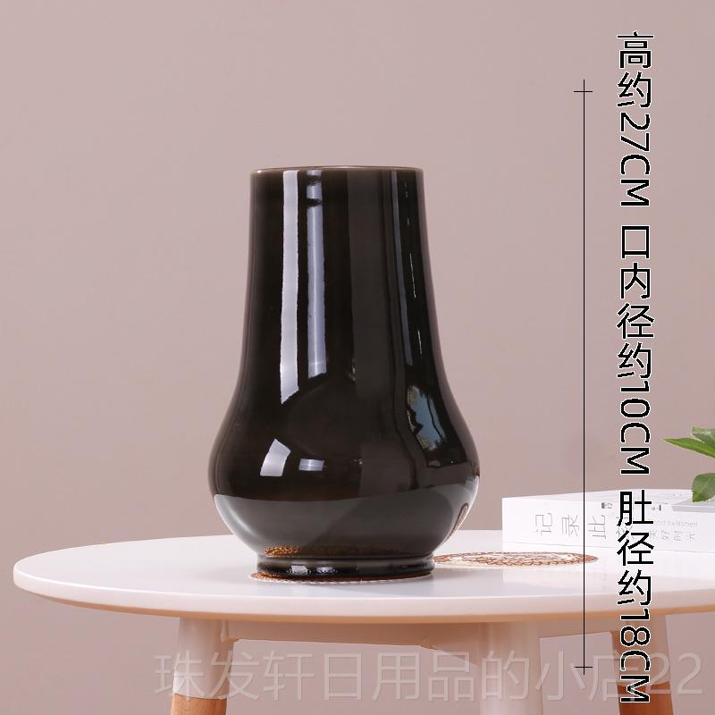 高档永悦 家居装饰法式中古奢陶瓷花件摆瓶绿色奶油瓶餐桌插花轻