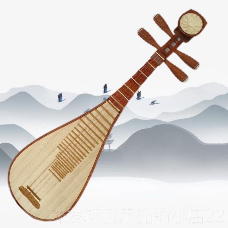 高档琵琶乐檀器黄绿檀原木抛光成考级演手工制作厂家直销正奏品包