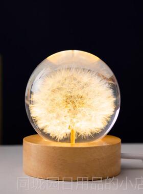 正品蒲公标花本英树脂水晶球植物摆件滴胶成品永生镇纸音盒小夜乐