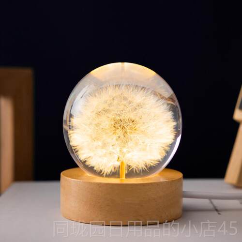 正品蒲公标花本英树脂水晶球植物摆件滴胶成品永生镇纸音盒小夜乐