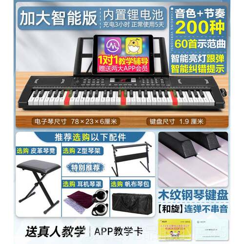 正品子琴乐儿童器重锤电钢琴女码生拇指琴可充电电21家用数教学琴