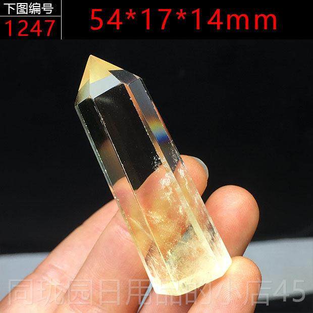 正品推荐天然黄水柱子蓝针彩虹原矿原棱石六柱居客厅桌面饰品晶摆