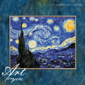 墨河 饰填色减压手工绘画填充涂色油彩画 diy数字油画梵高抽象装