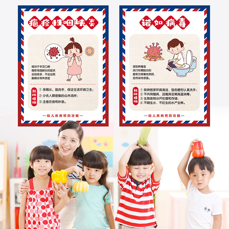 幼儿园托幼机构卫生保健宣传栏环创流行疾病预防防疫主题贴纸墙贴 - 实物图