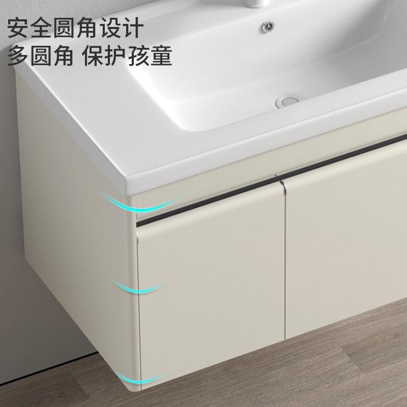 304不锈钢浴室柜组合卫生间洗脸盆一体陶瓷洗漱洗手池1/1.1/1.2米