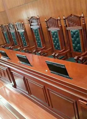 智慧法庭桌椅订制无纸化法院办公桌法官桌电子诉讼桌华惟政务家具