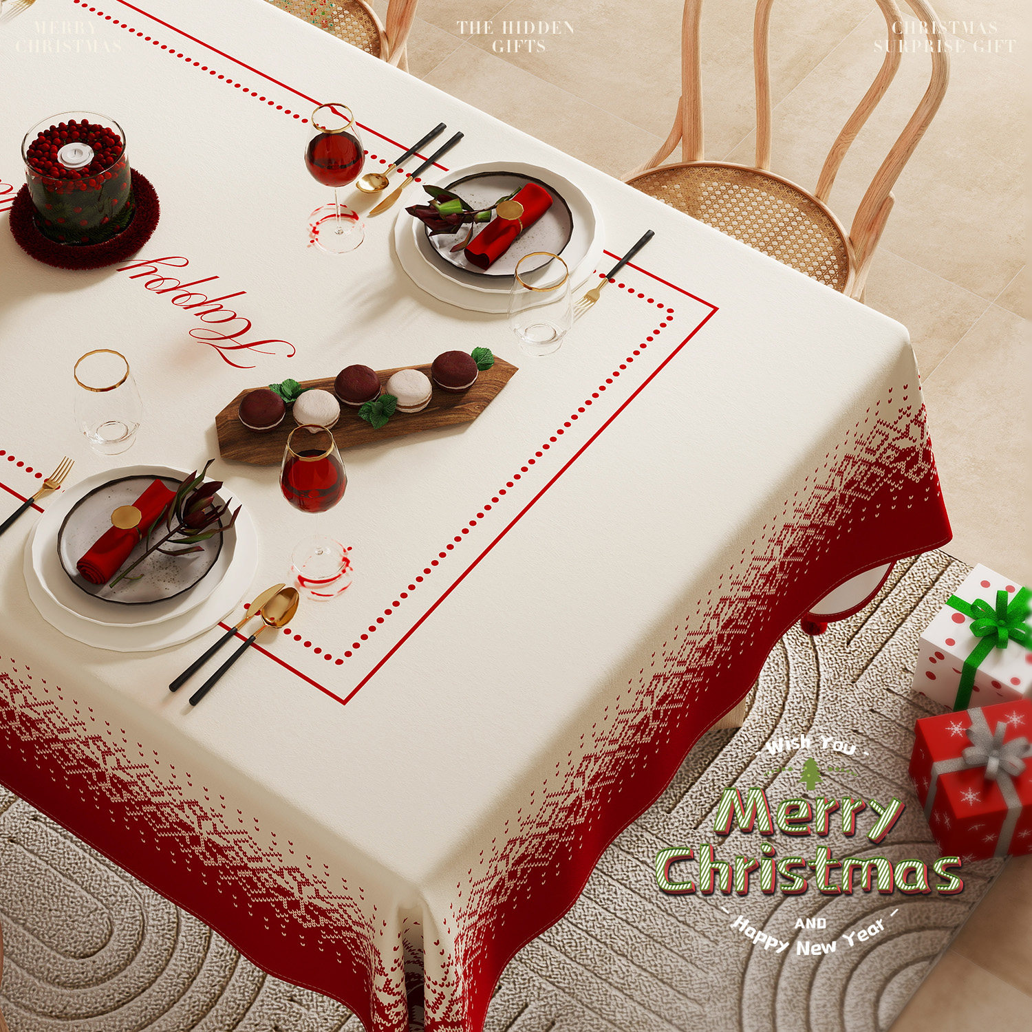 2025新年桌布红色免洗防水长方形餐桌台布春节节日喜庆装饰高级感,居家布艺,桌布,淘宝优惠券,粉丝福利购,淘宝优惠卷