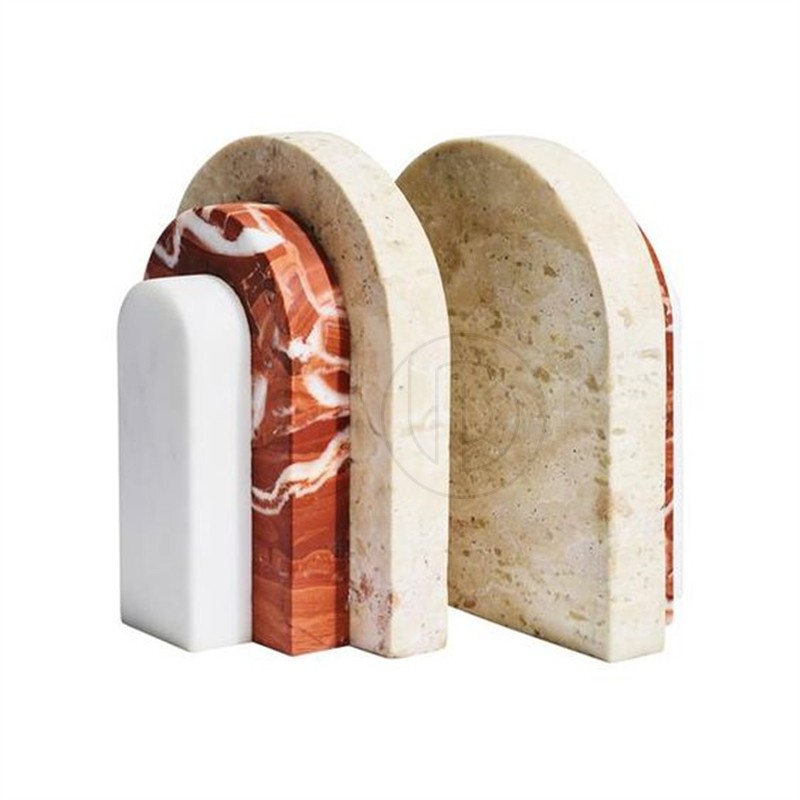 侘寂风黄洞大理石书柜茶几办公桌面书房卧室书立书档软装饰品摆件