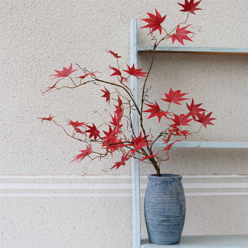 自然系树枝仿真枫叶红枫室内假花绿植装饰摆件落地客厅仿真花摆设