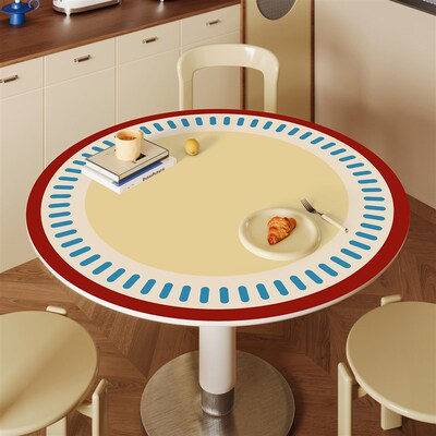 圆桌垫多巴胺彩色圆形餐桌保护垫子防水防油免洗桌布茶几布孟菲斯