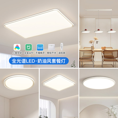护眼中山灯具全屋套餐组合灯超薄现代简约三室两厅大气客厅卧室灯
