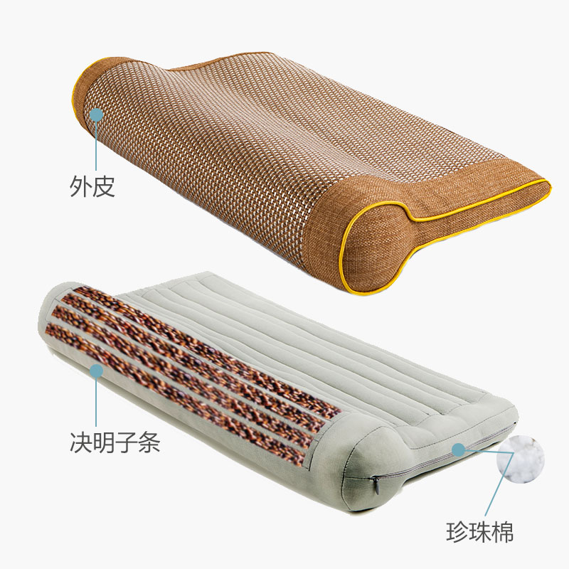 颈椎枕头助睡眠决明子护颈椎睡觉专用单人修复颈椎枕圆柱护劲枕夏