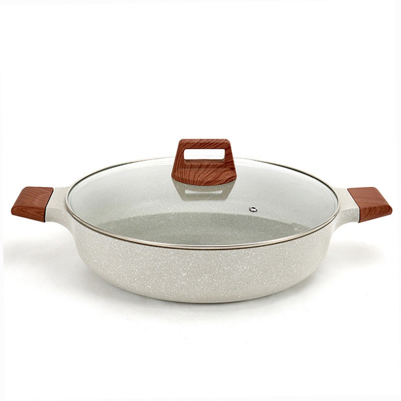 麦饭石鸳鸯锅火锅锅商用不粘浅汤锅焖锅麻辣香锅锅寿喜锅水煮鱼锅