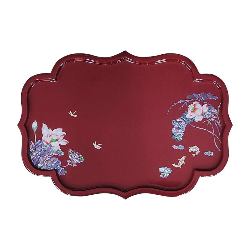 螺钿漆器茶盘家用实木茶具台古国风小型托盘茶点盘干泡台茶海