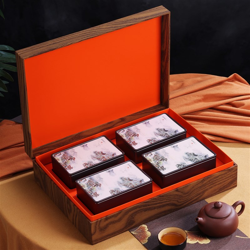 高档木纹空礼盒铁观音一斤摆泡空包装盒岩茶红茶肉桂水仙泡袋礼盒