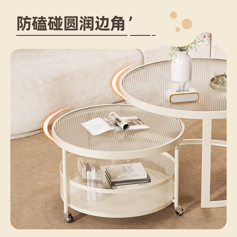 可移动沙发边几钢化玻璃茶几现代小桌子床头侧边边柜小户型小推车