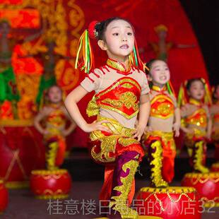 正品童腰鼓服、装击鼓服、开场舞蹈表服、中式舞台节庆男女表演演