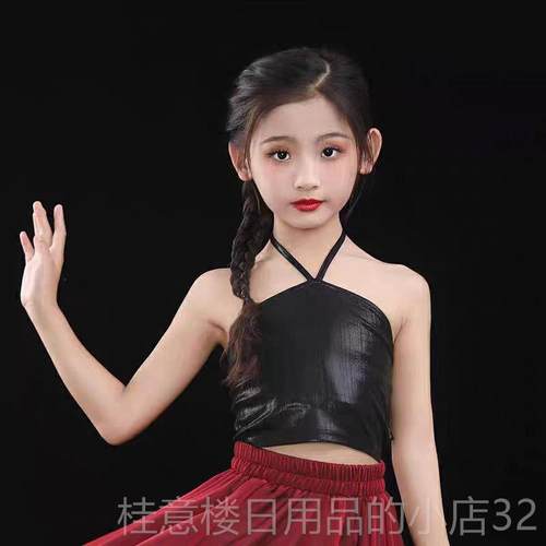 高档纱大摆古舞裙儿童古典舞服装720度双层民族风格黑红内层配典