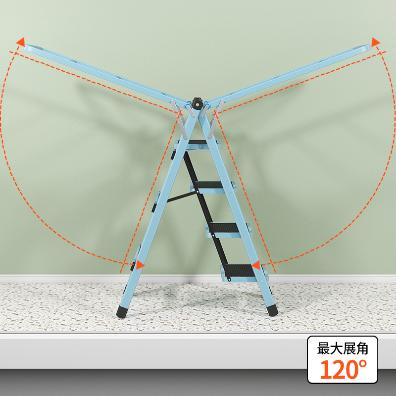 加厚梯子晾衣架两用多功能折叠置地人字梯爬楼梯家用室内便携防滑