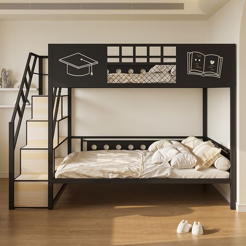 2024新款双层铁艺高架床小户型现代简约儿童床省空间高低子母铁床