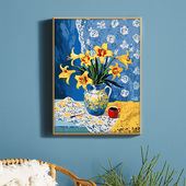 饰画装 diy丙烯画数字油画花卉客厅装 饰画相框填色画 梵高之花